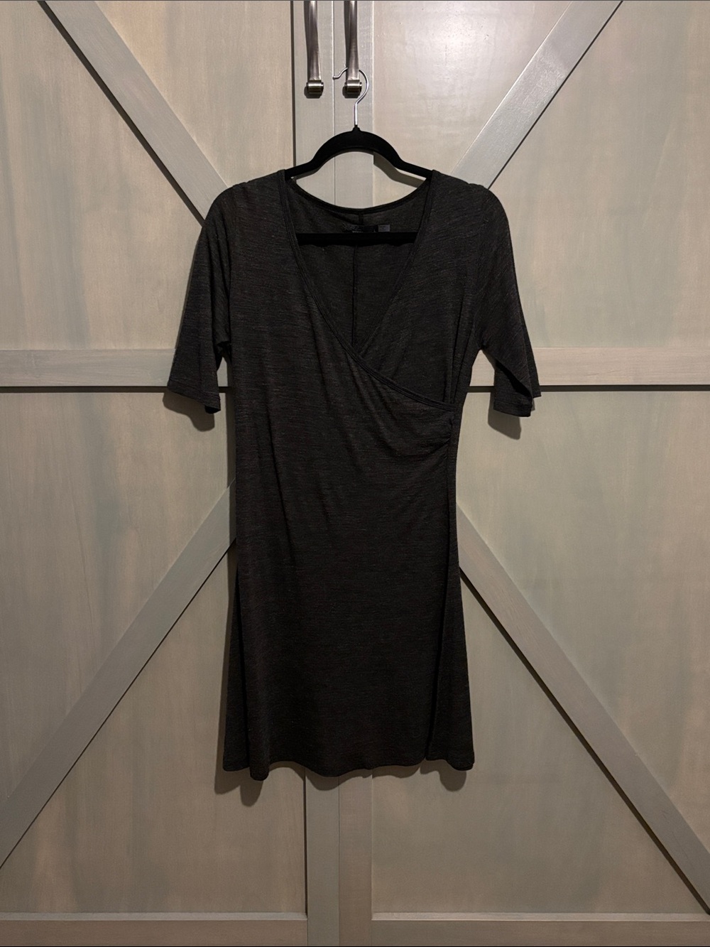 Prana Charcoal Gray V-Neck Midi Dress